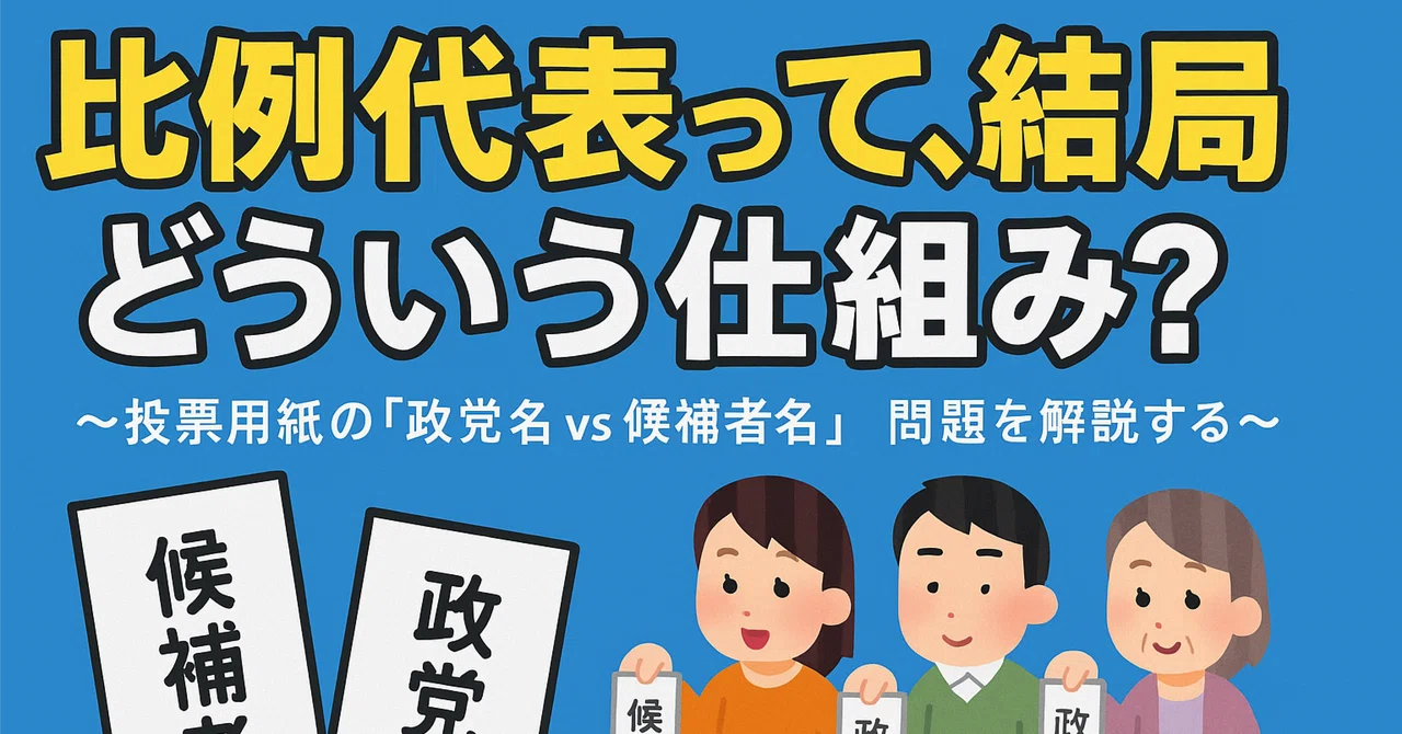 比例代表って、結局どういう仕組み?〜投票用紙の「政党名 vs 候補者名」問題を解説する〜|わたたたるお