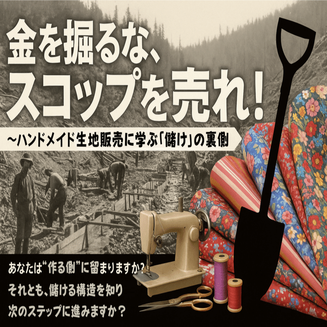 金 を掘るな、スコップを売れ！～ハンドメイド生地販売に学ぶ“儲け”の裏側～｜ポス鳥（ビジネス＆投資NEWS解説）おそらく日本で１番「事業の失敗例を載せているnoteアカウント」