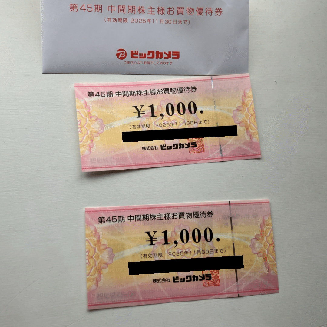 ビックカメラお買い物優待券 ビックカメラ株主優待 2024/05 - 毎日や時々、あれやこれや。