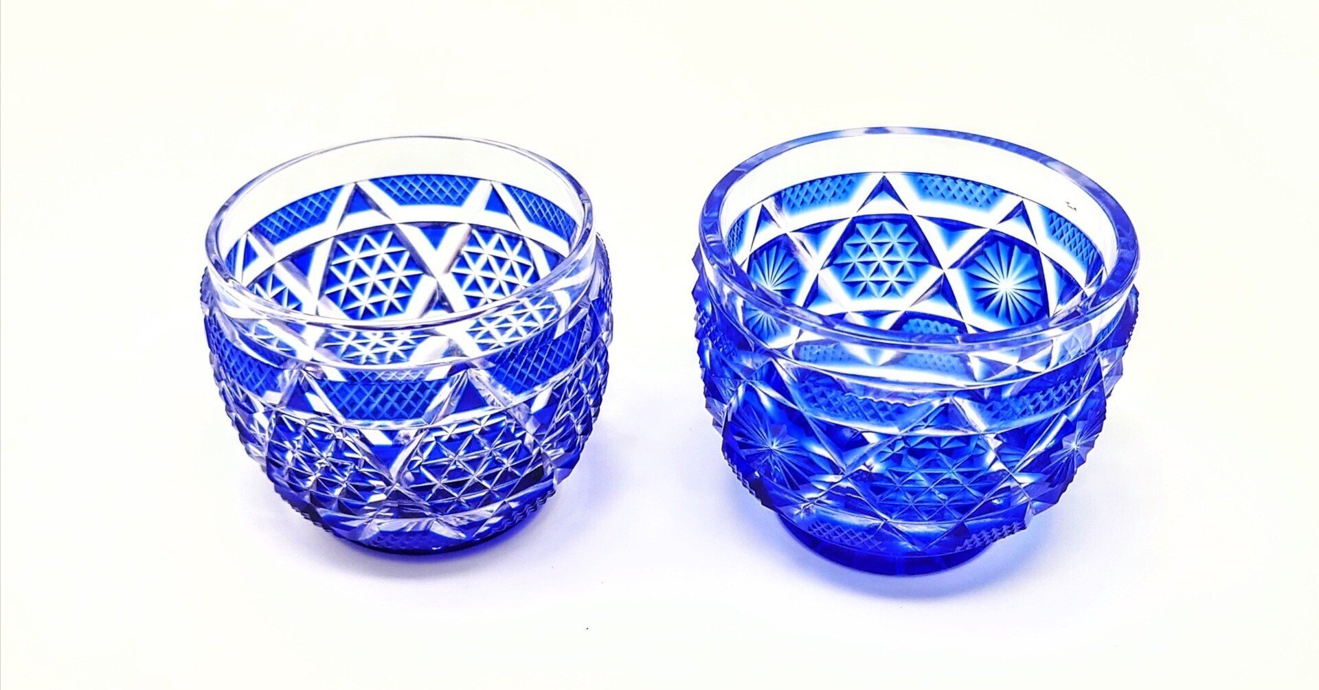 薩摩切子 猪口（切子、江戸切子、薩摩切子） 未使用品 江戸切子 ペア