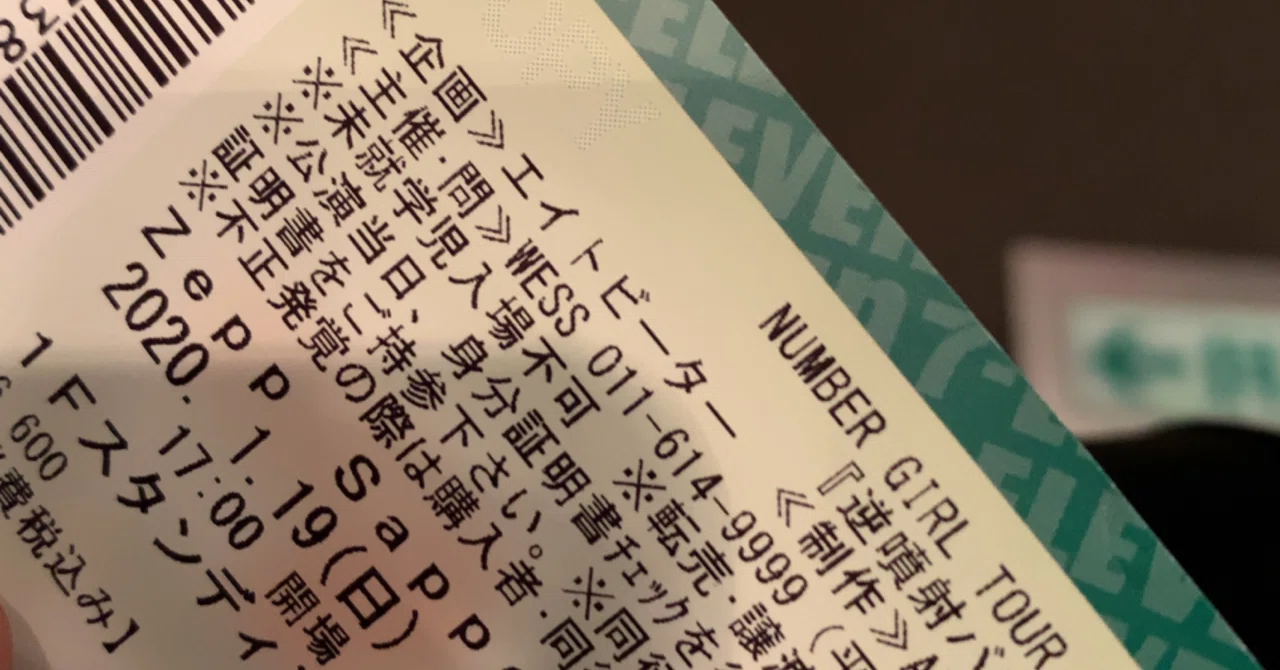 NUMBER GIRL再結成 ラストライブTICKET一人分 Number Girl(ナンバー 