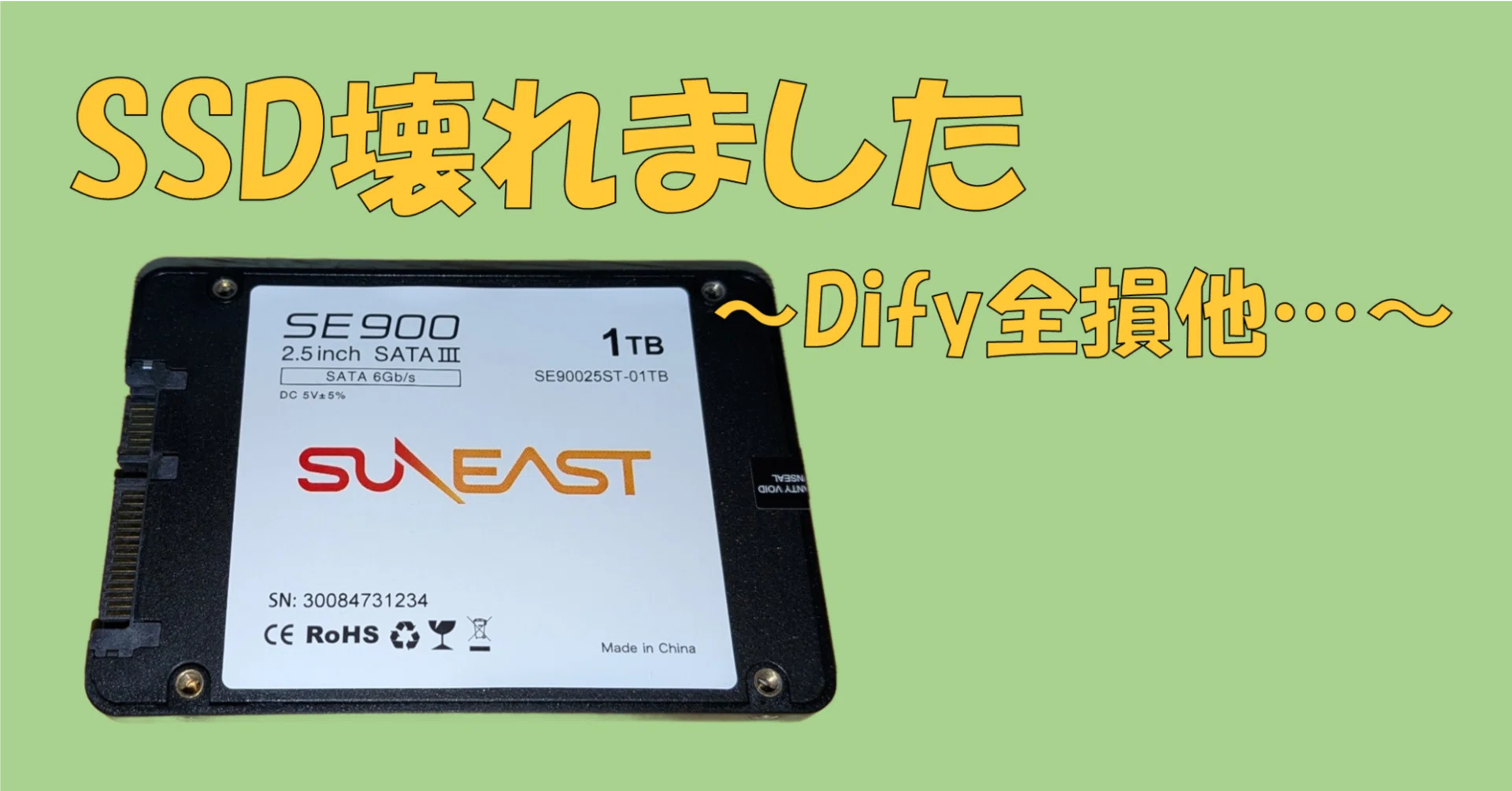 悲報】SSDが壊れました…｜Rcat999