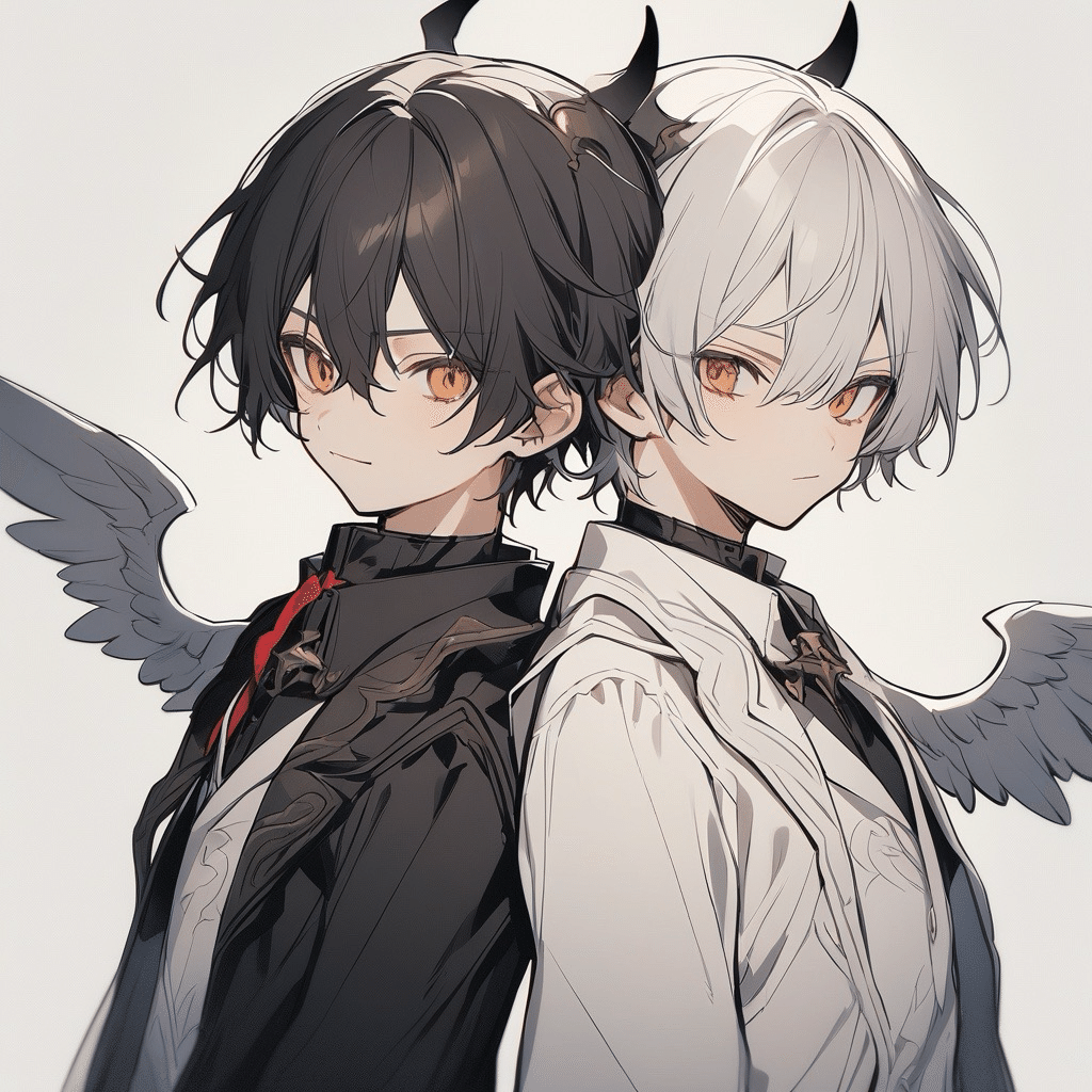 AIイラスト フリーアイコン(男の子ペア画)｜夜月