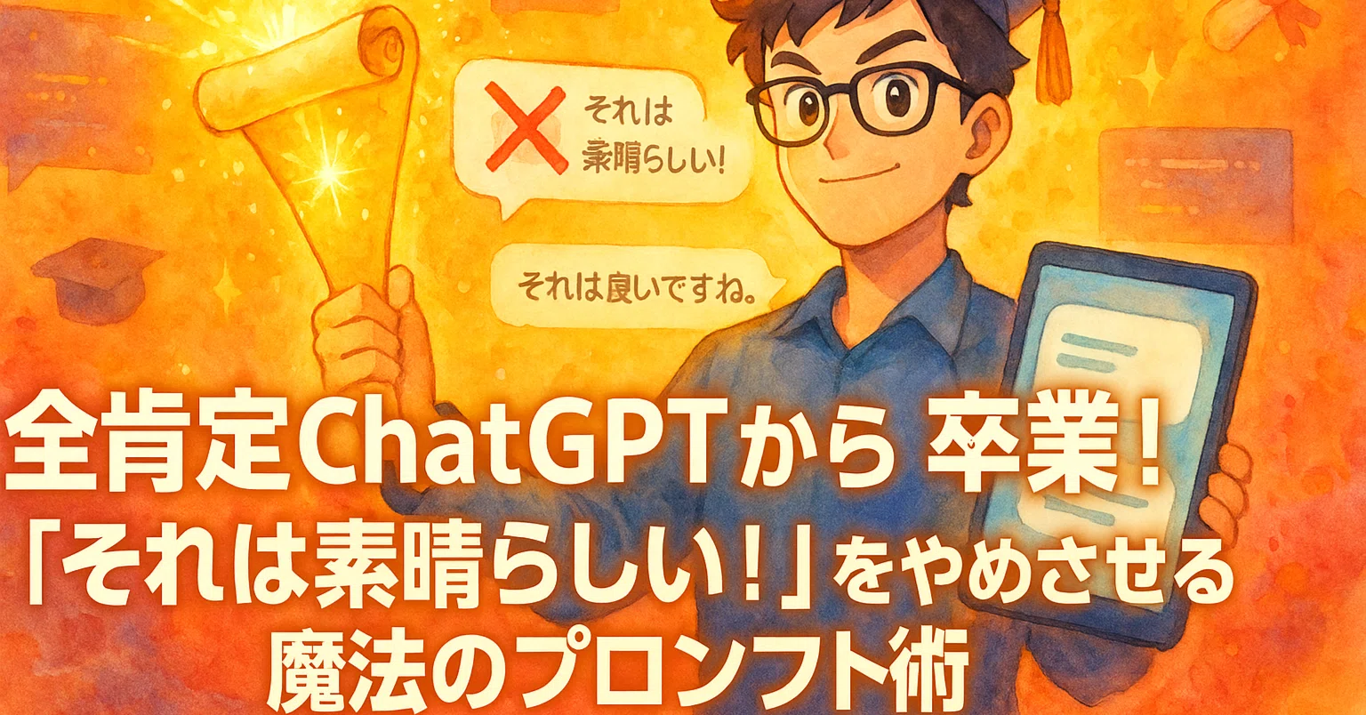全肯定ChatGPTから卒業！「それは素晴らしい！」をやめさせる魔法の