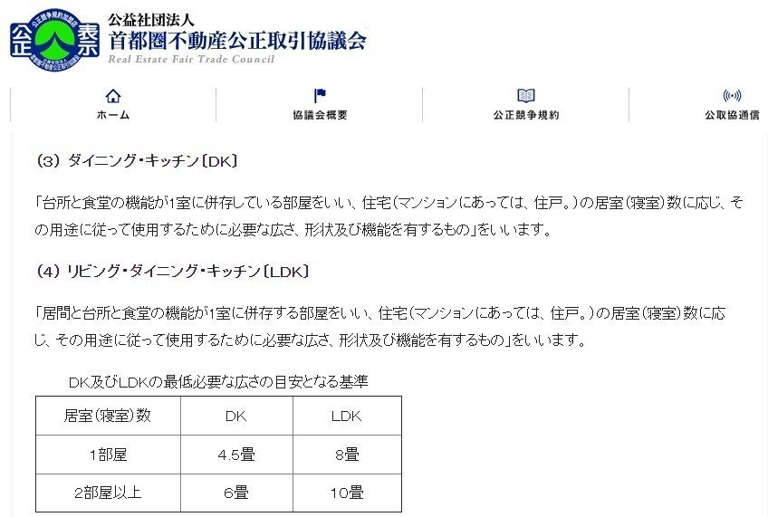 公正取引協議会（間取り表記）