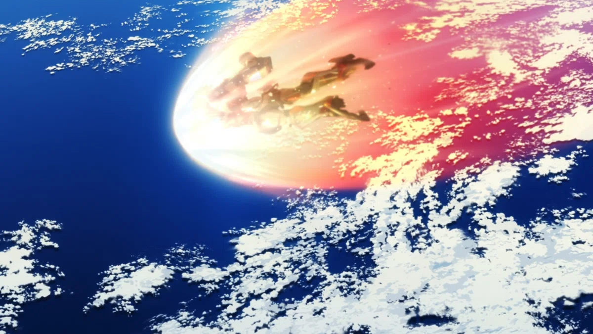 ジークアクス　大気圏に突入するジークアクス