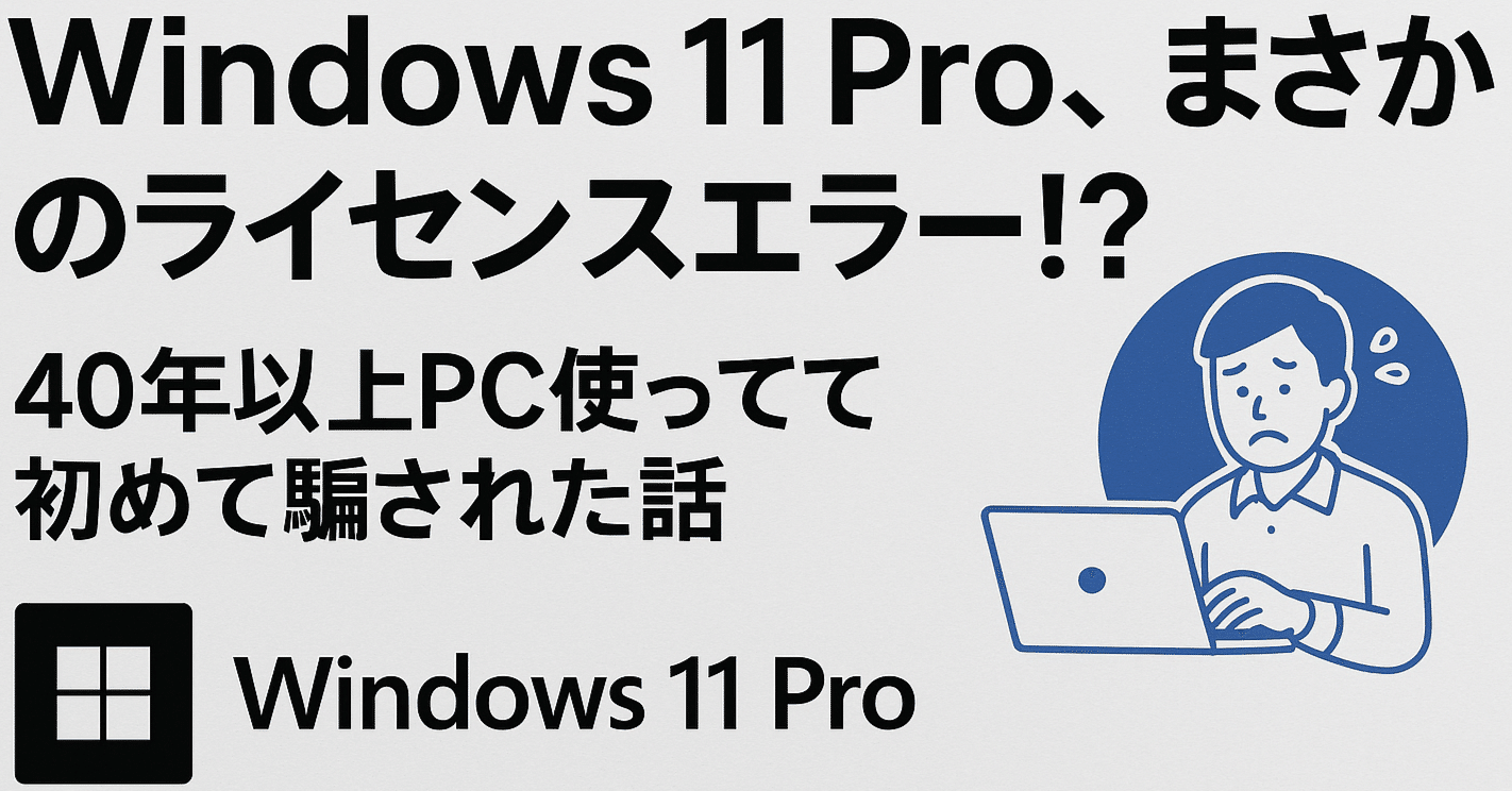 Windows 11 Pro、まさかのライセンスエラー!? 40年以上PC使ってて Windows 11 Pro、まさかのライセンスエラー!? 40年以上PC使ってて