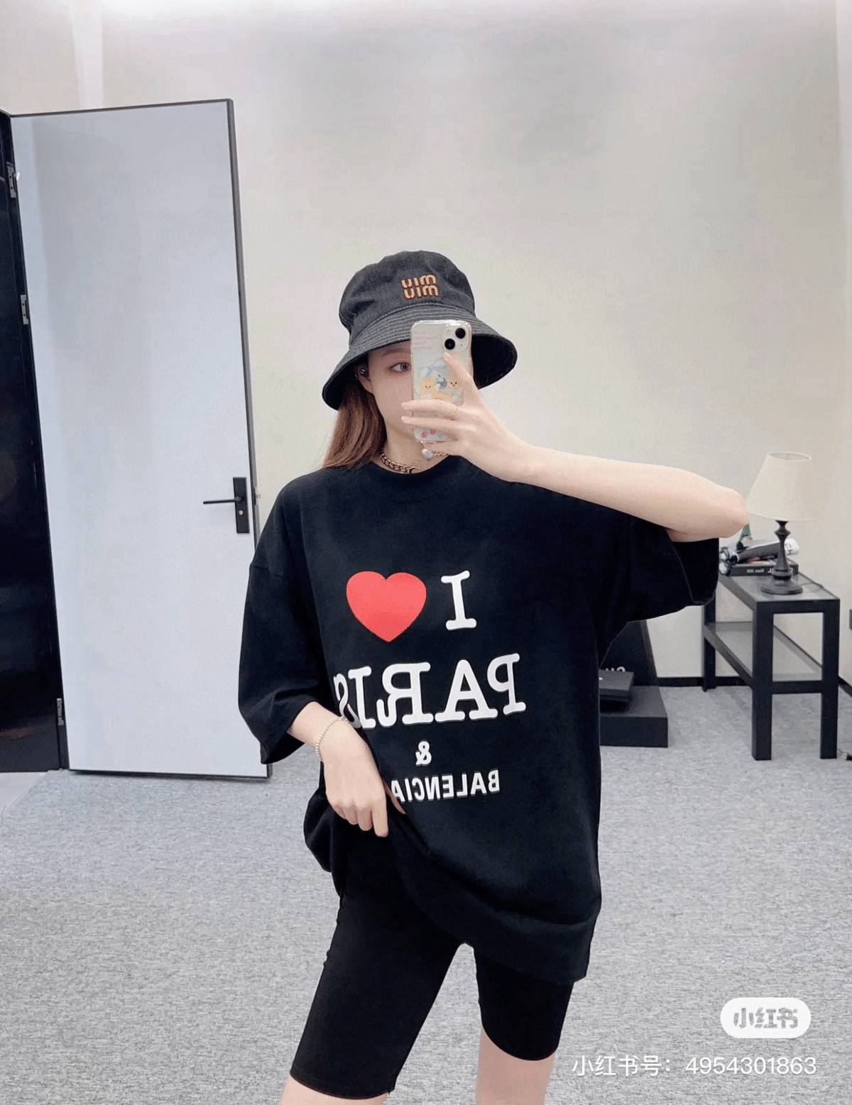I Love Paris & Balenciagaバレンシアガ Tシャツ フェード