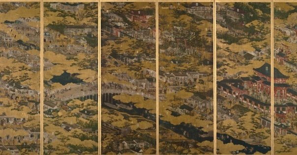 二曲一隻屏風 「松峰 画」 絵画
