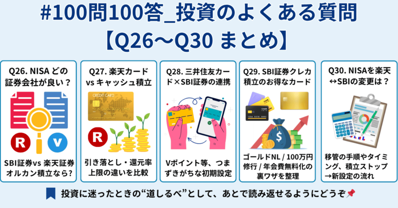 Week6】#100問100答_投資のよくある質問｜26〜Q30まとめ｜橘 龍馬