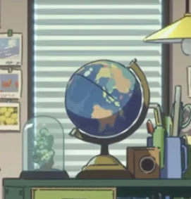 ジークアクス　エンディング曲の際に流れる地球儀の絵　オーストラリアが欠けている。