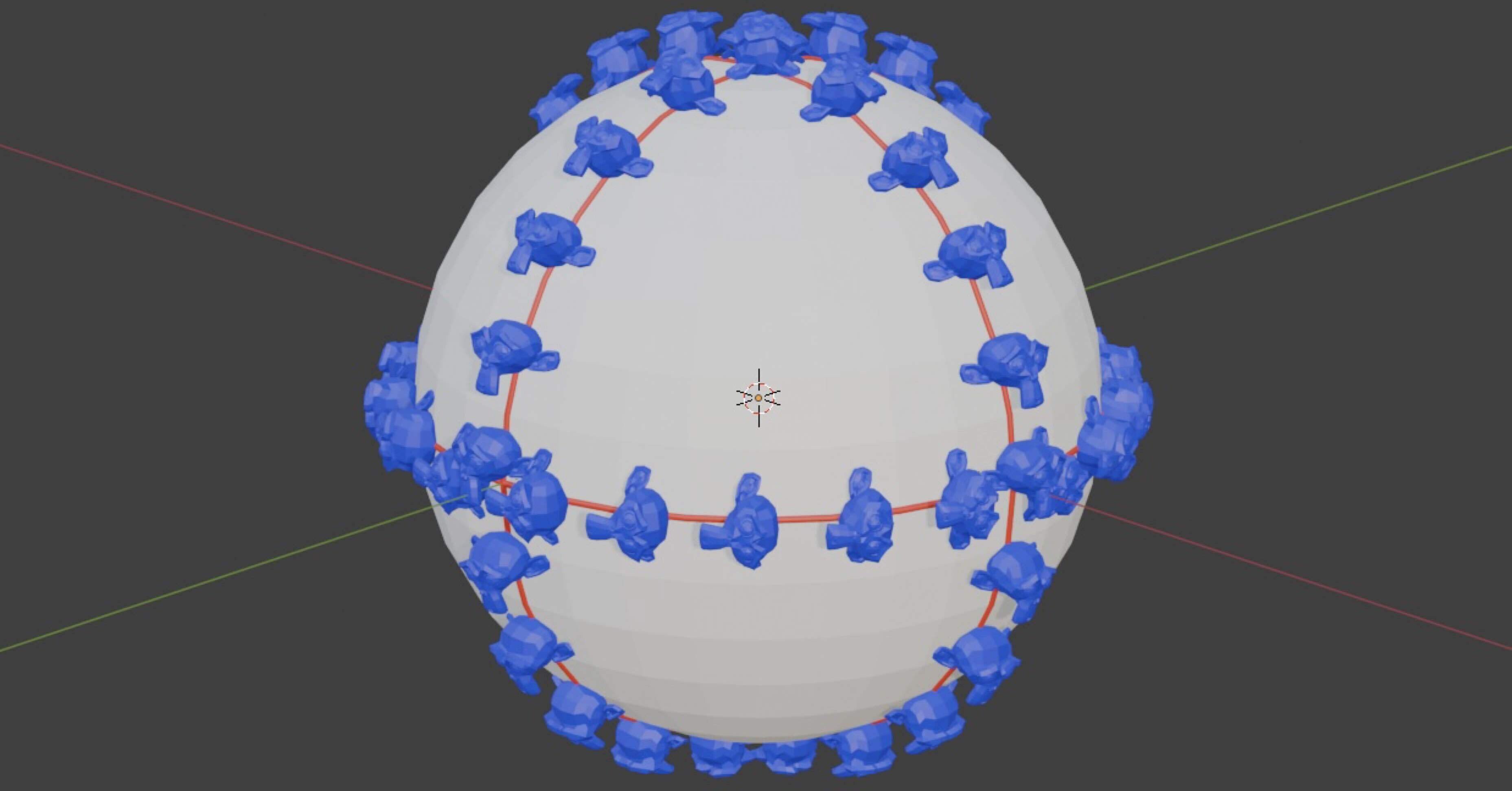 BlenderのGeometry Nodesで、オブジェクトをカーブに沿って面上に