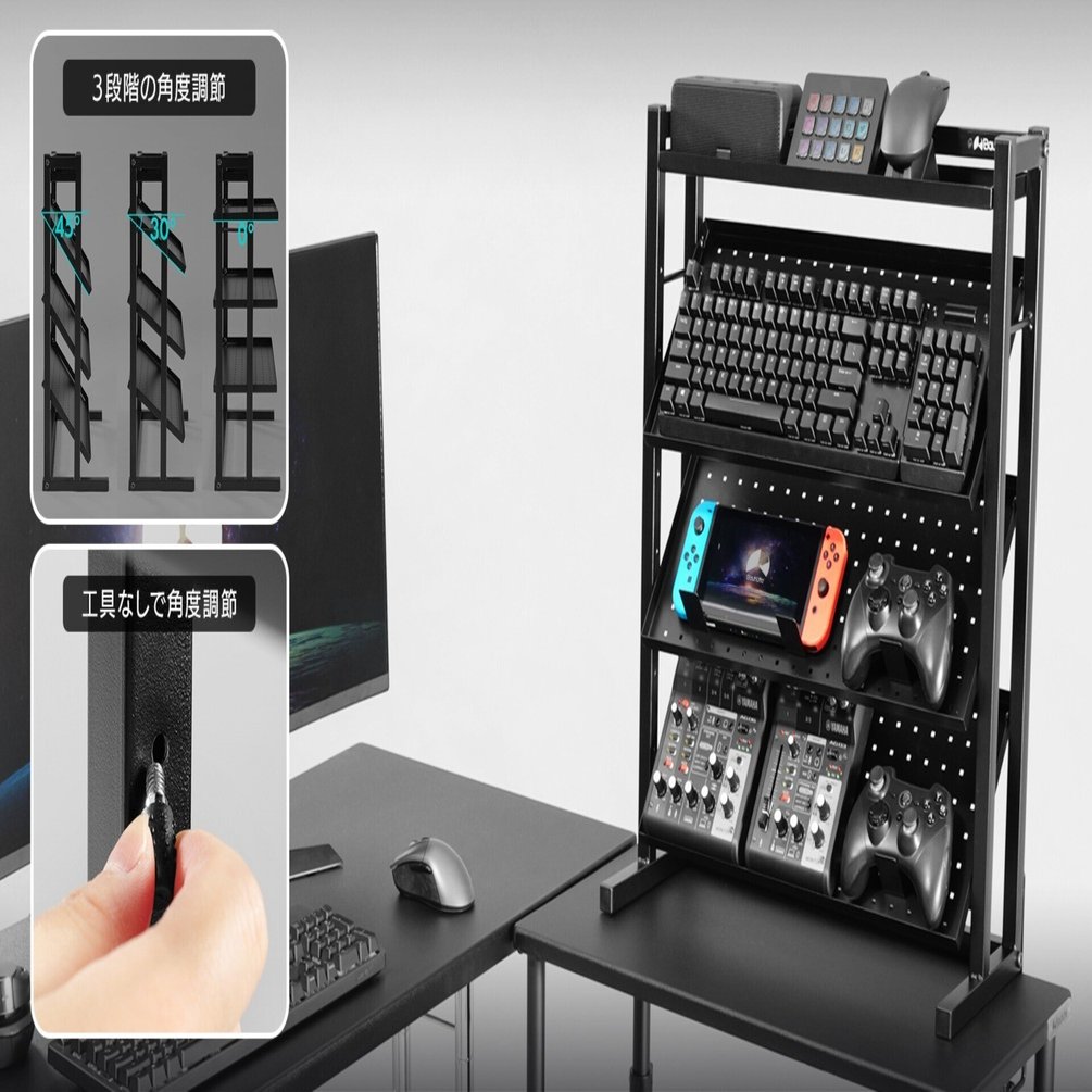 エフェクターやらシンセ収納に大活躍間違いなしの卓上ラック