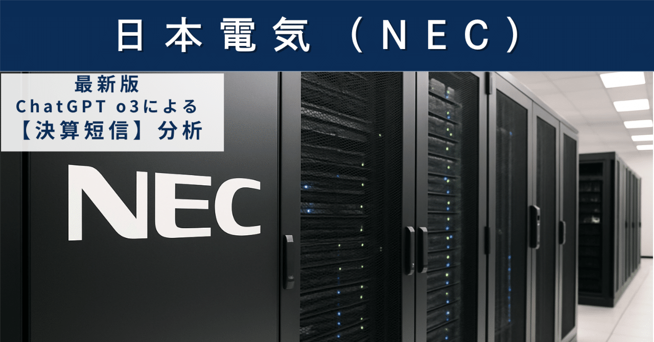 【決算短信】日本電気（6701）　“ＤＸインフラ企業”へ脱皮を急ぐ老舗、株価は再評価フェーズか？AIによる個別株情報分析室