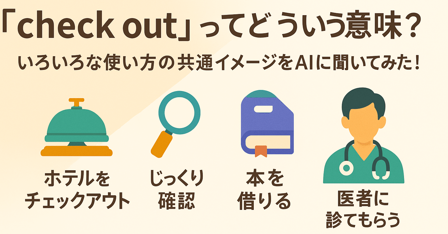 check out」の意味って？いろんな使い方をAIが図解で解説！｜猫竜太