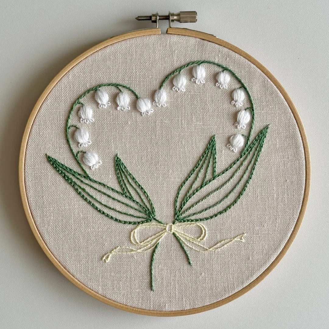 PDF図案【幸せを想う花-すずらん-】｜はなこまち/刺繍作家