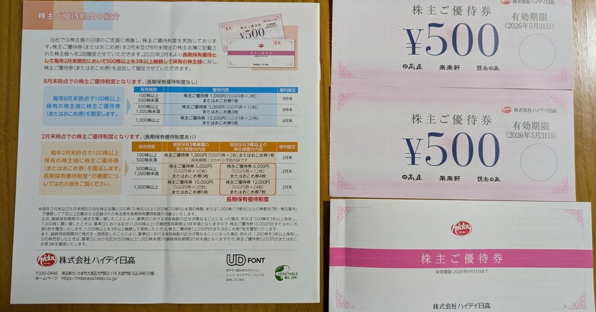 ハイデイ日高（7611）の株主優待｜pisukeko