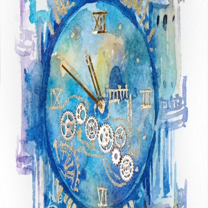 時計塔 水彩画 無料】水彩イラスト「時計塔」(2025/05/17 youtubeライブ配信