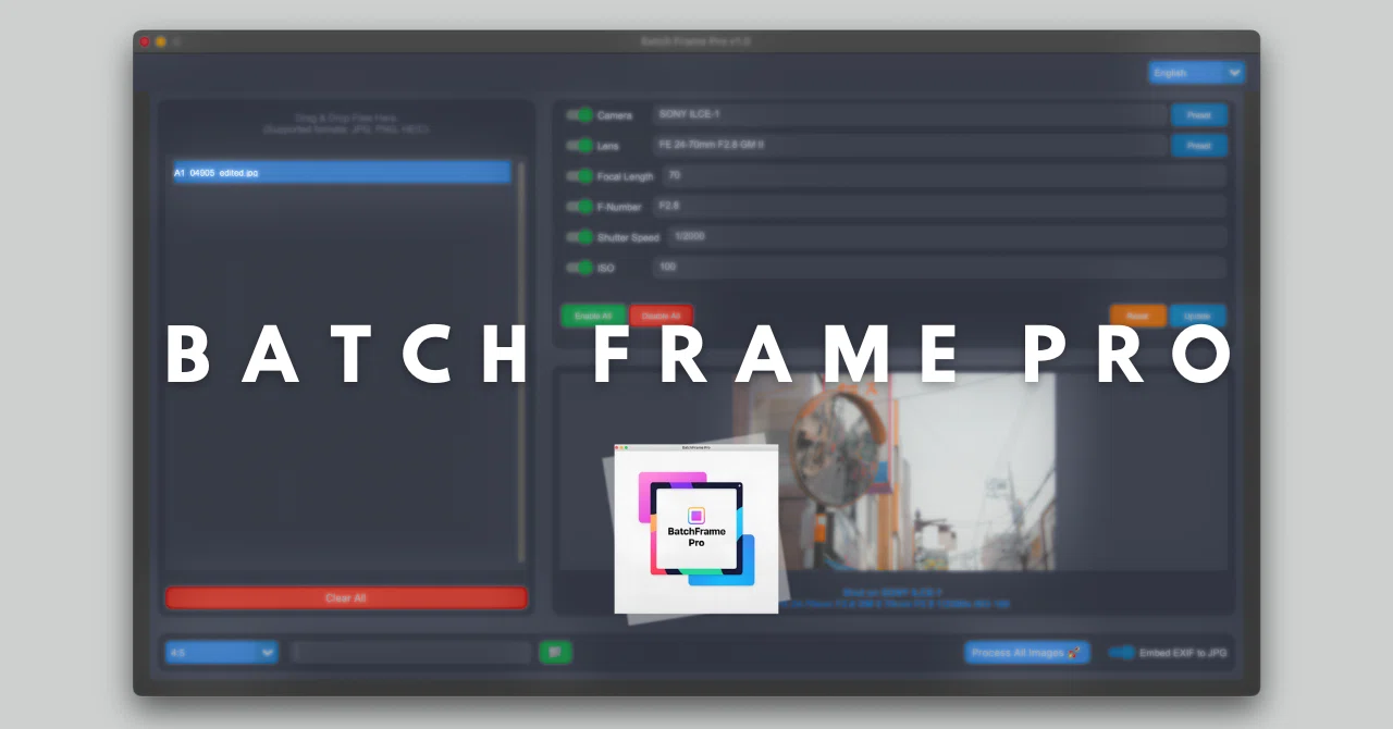 Exif Frame Exifフレームを一括処理できるアプリケーション、「Batch Frame Pro」を開発しました。(Mac/Win両対応)|Motoki Endo