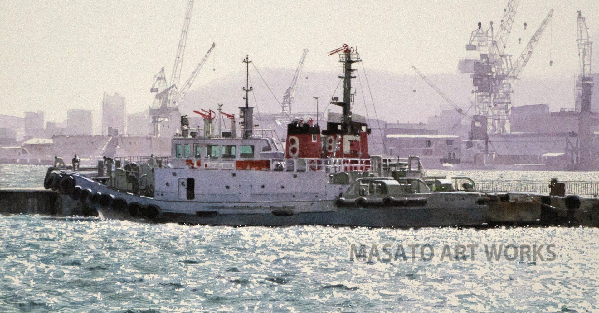 船の絵では水の表情も同時に描くため苦戦しますが、水彩画の良い練習に