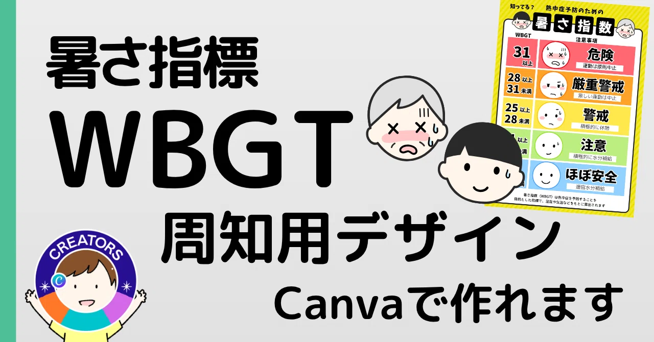 暑さ指標WBGTのデザイン、Canvaにテンプレートあります 【職場でも学校