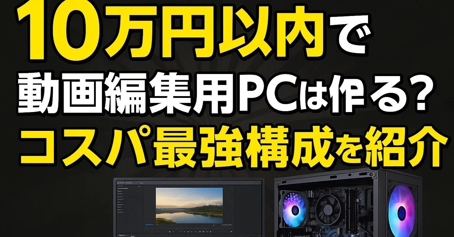 まる 10万前後最強！動画編集　RYZEN3600 PC 10万円以内で動画編集用PCは作れる？コスパ最強構成を紹介｜PCラボCOZY
