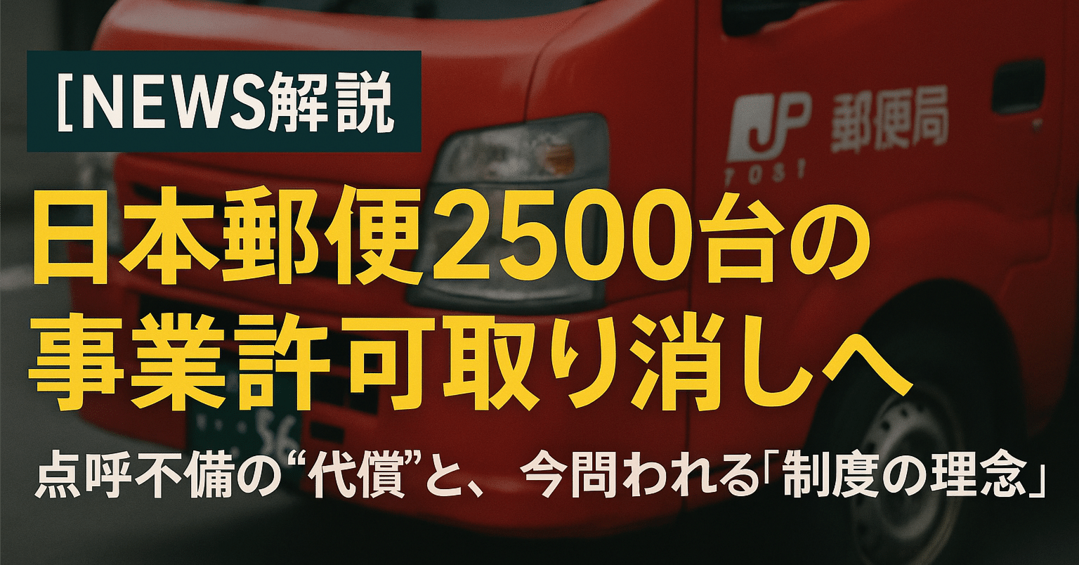 NEWS解説】日本郵便2500台の事業許可取り消しへ──点呼不備の“代償”と