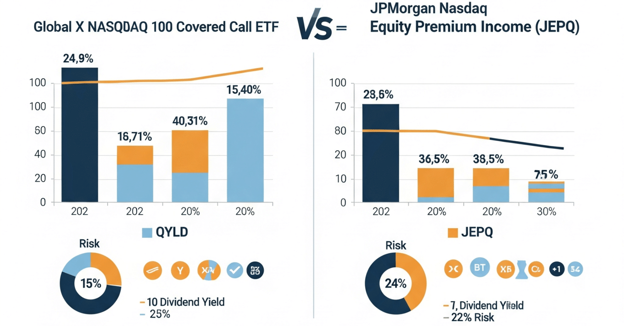 から厳選した グローバルX コールETF（QYLD）」と「JP カバード NASDAQ100 ビジネス・経済