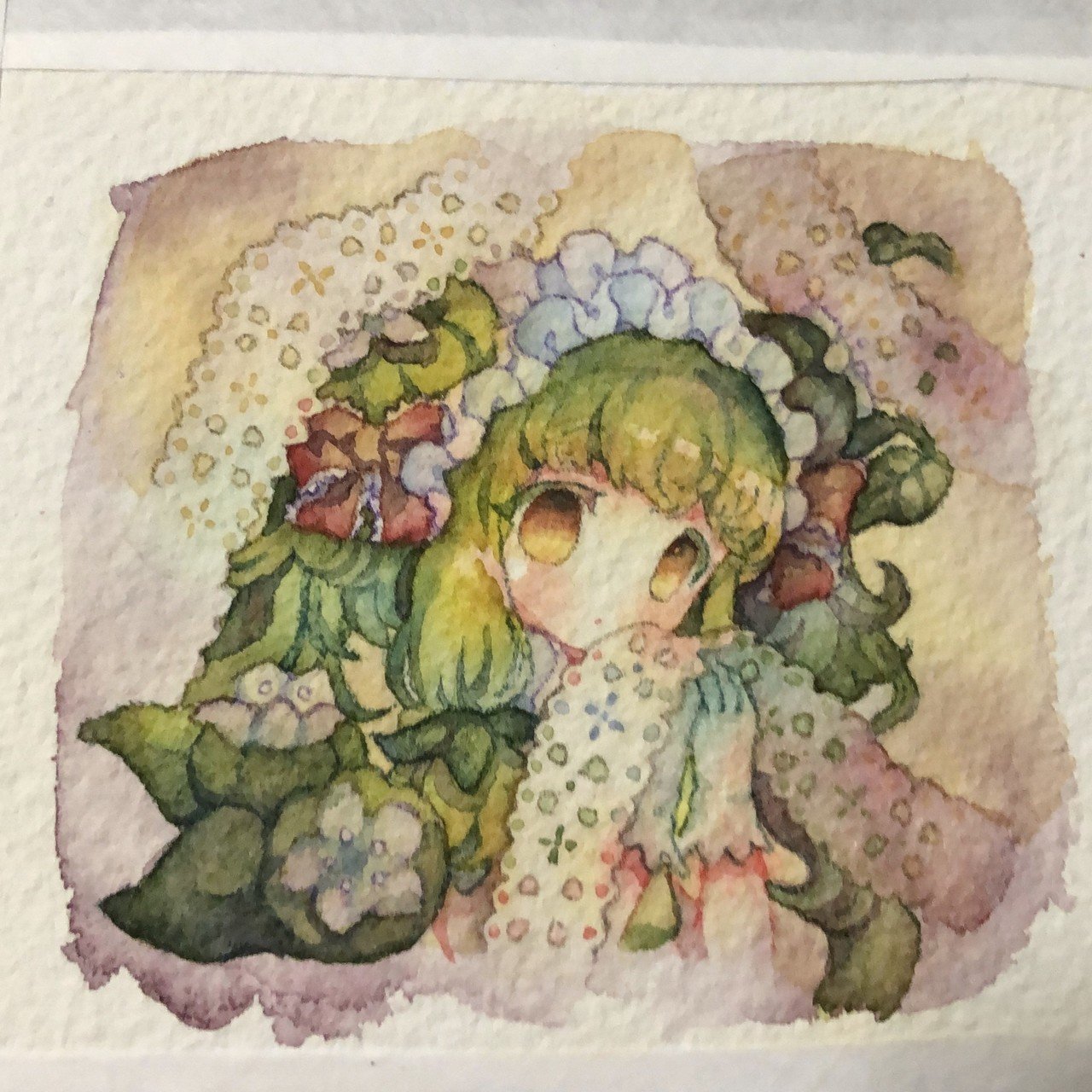 マジョラムちゃん」透明水彩メイキング｜もくもしえる