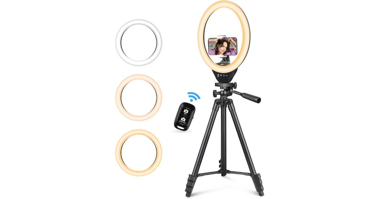 UBeesize LEDリングライト 10インチ スマホ三脚 127cm (女優ライト 