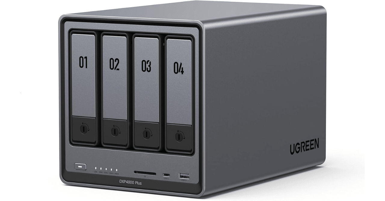 【未使用・充電器付き】UGREEN DXP4800 Plus（4ベイNAS） UGREEN 4ベイ NASストレージ - 136TB超大容量と高速10GbE転送