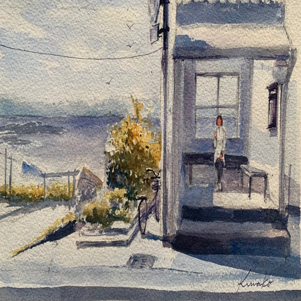 ブルーベリーファームで描いた「真名瀬バス停」｜透明水彩アーティスト