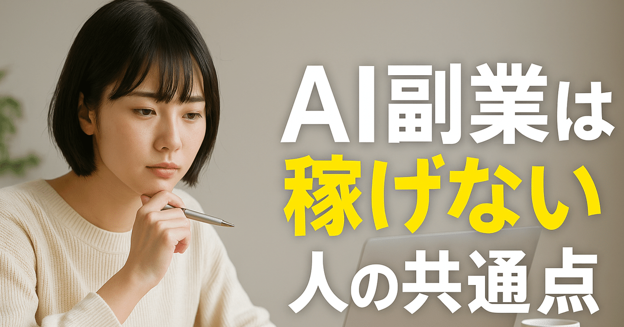 AI副業は稼げない」は本当か？成果が出ない人の共通点ヒツジ@AI副業コラムライター・メディア資産構築家🌈月5万ビュー・フォロバ100