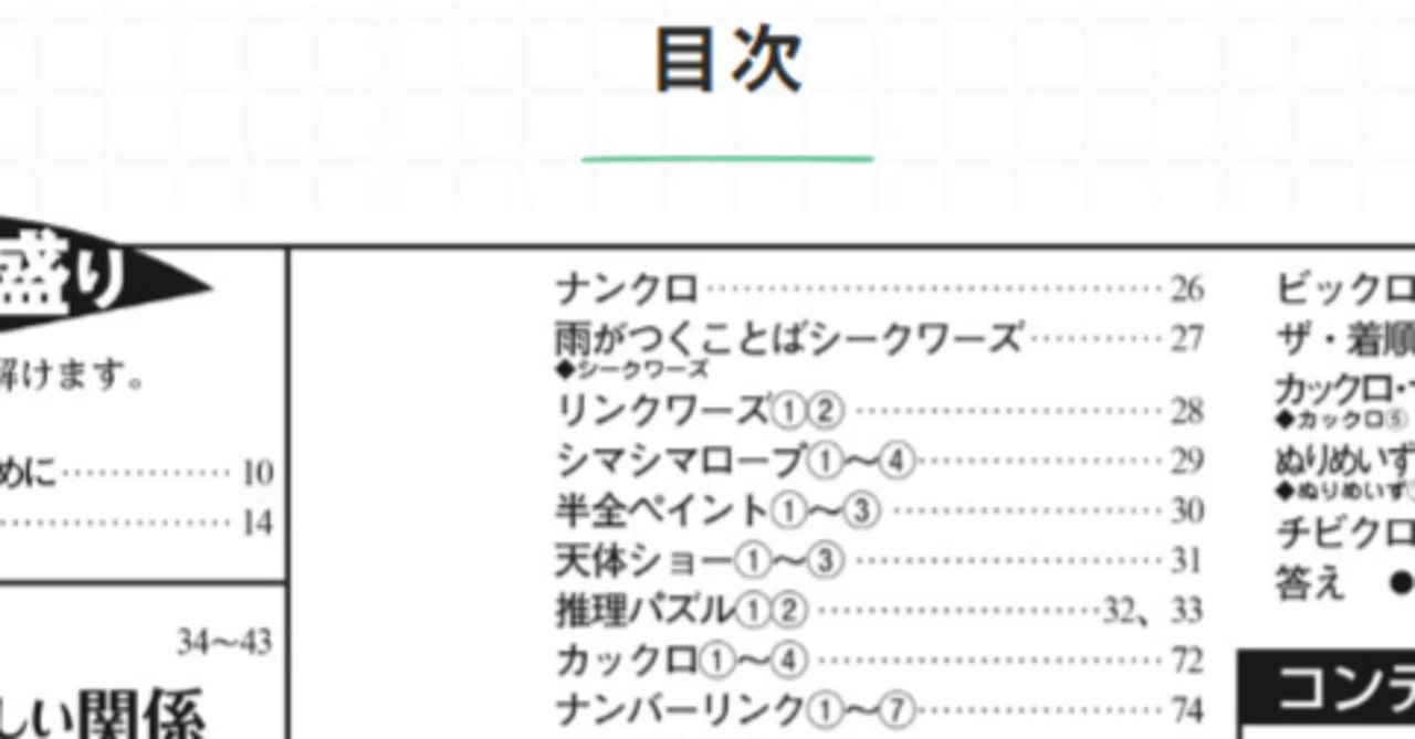 パズル通信ニコリ191号の目次を眺めてニヤニヤしてみる話｜はいびじー