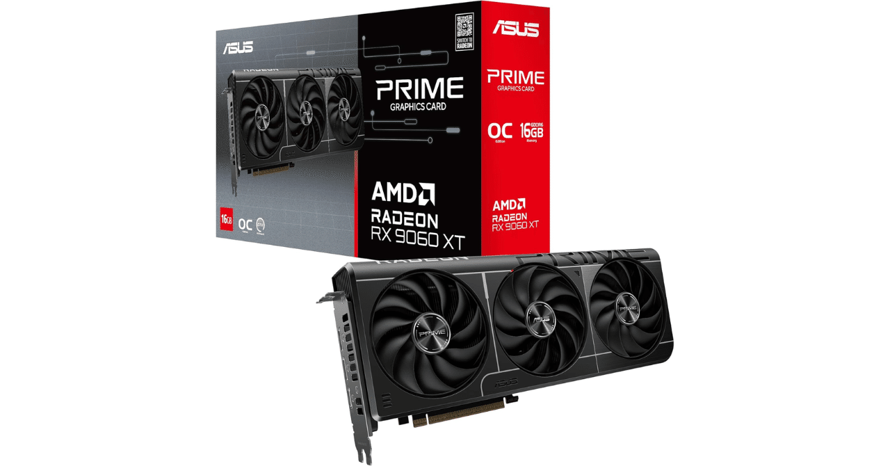 ASUS PRIME RX 9060 XT 16GB OC 1440p対応 三軸ファン (ブラック