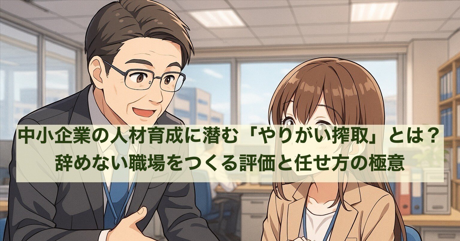 中小企業の人材育成に潜む「やりがい搾取」とは？辞めない職場をつくる評価と任せ方の極意｜がんがらがんちゃん