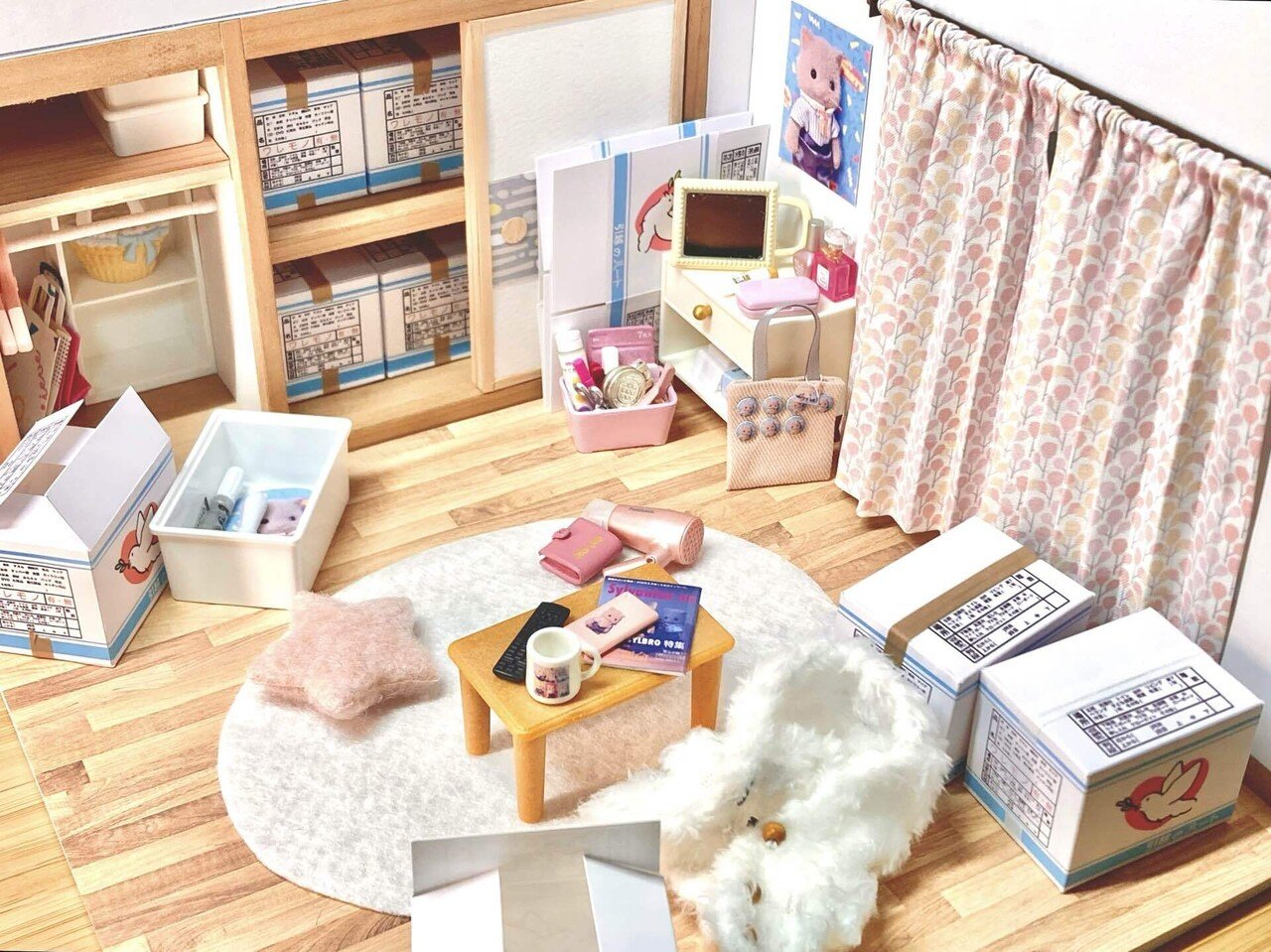組立ドールハウス　ガーリーなお部屋　家具付　背景ボード 組立ドールハウス ガーリーなお部屋 家具付 背景ボード 81ghMCQdWCL