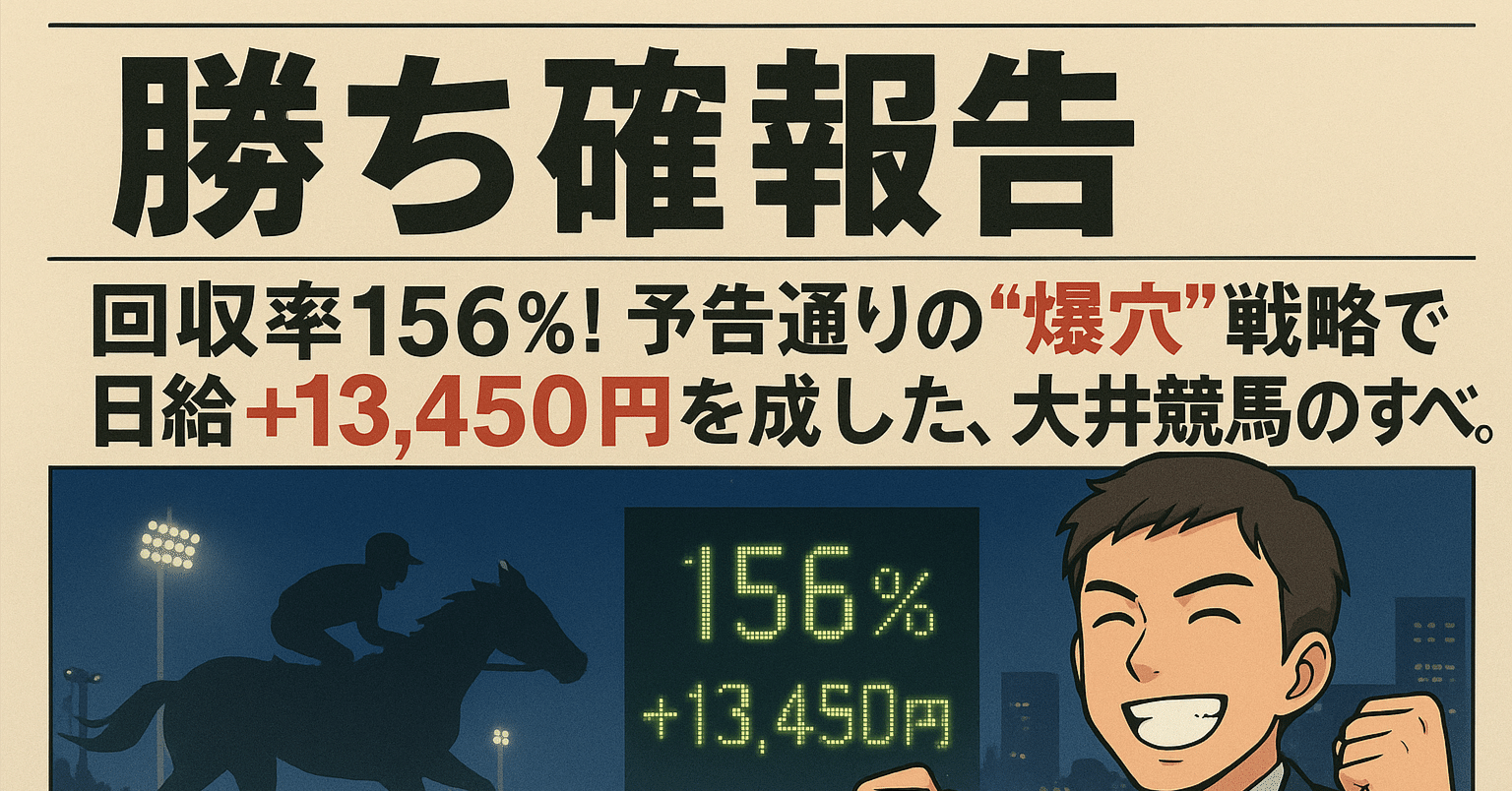 🎉【勝ち確報告】回収率156%！予告通りの