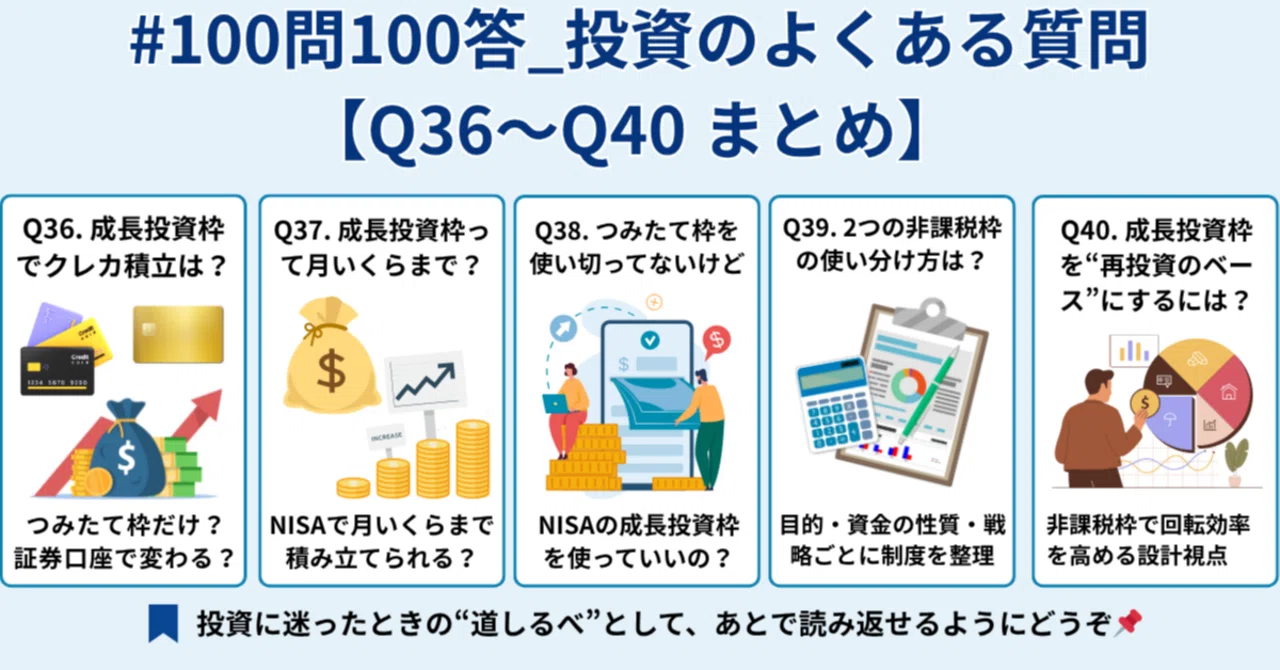 Week8】#100問100答_投資のよくある質問｜Q36〜Q40まとめ｜橘 龍馬
