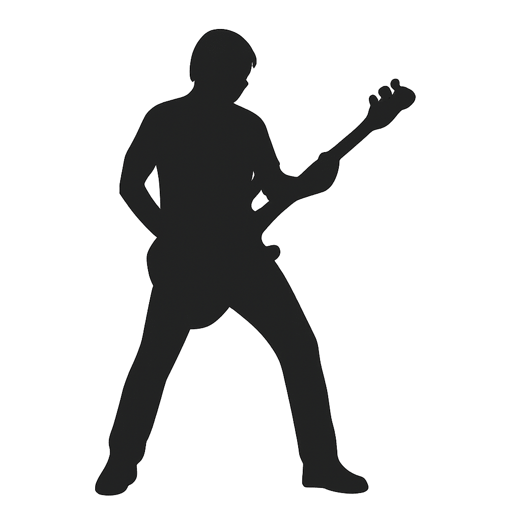 バンドシリーズvol.4】ベースを弾く人物シルエット｜商用OK・加工自由｜カゲコレ, image size:1024x1024