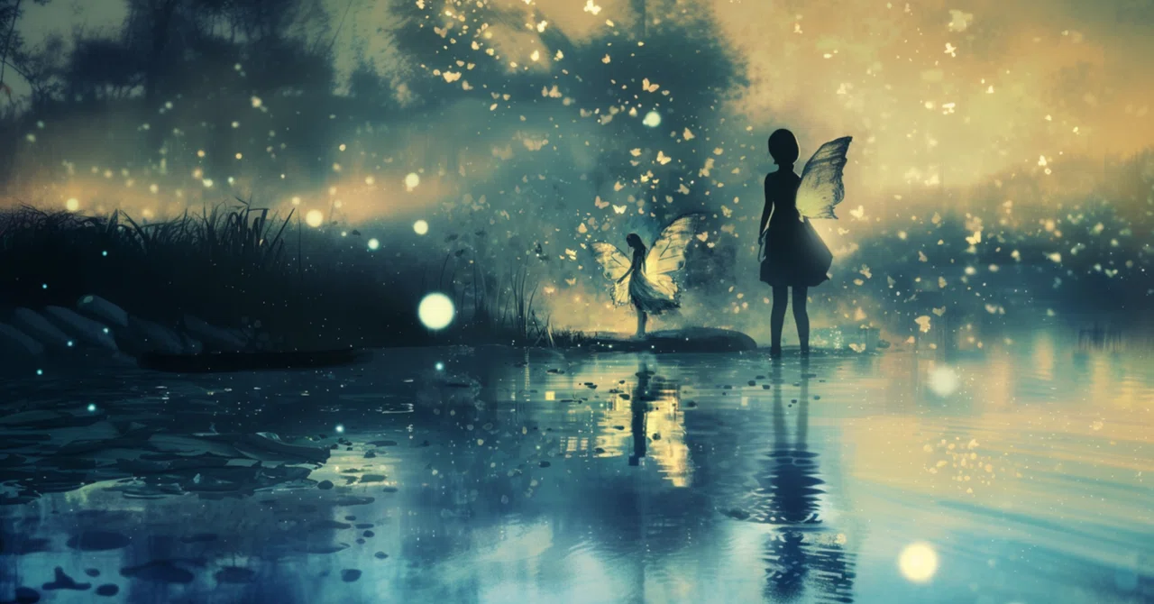 幻想の湖畔に佇む蝶の精【MidJourneyプロンプト解説付き】｜まうねり