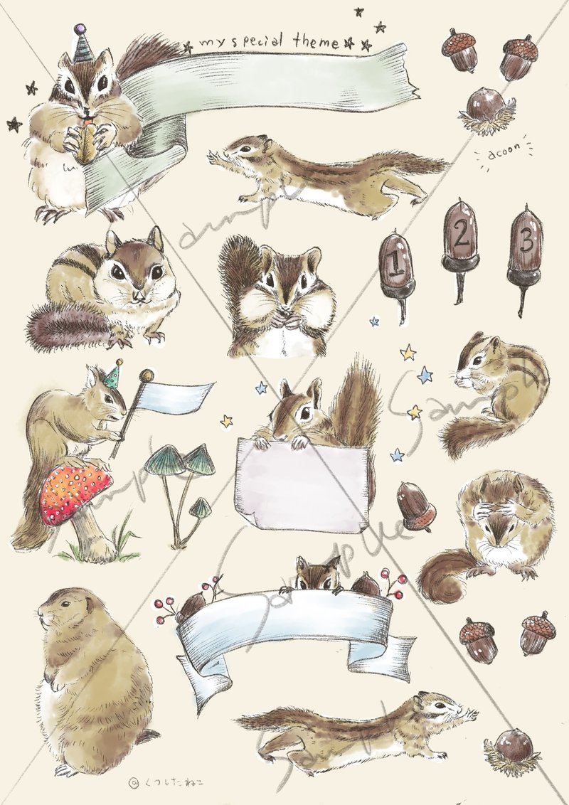 プリントして手帳に使える リスだらけのぷちイラストシート 販売します くつしたねこ Note プリントして手帳に使える リスだらけのぷちイラストシート 販売します くつしたねこ Note