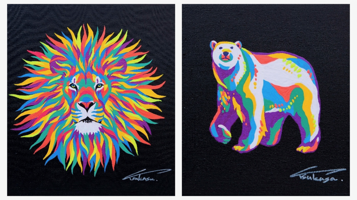 カラフルライオンのアート作品 Amazon.co.jp: Canorna 油絵 【ライオン】動物 カラフルな動物