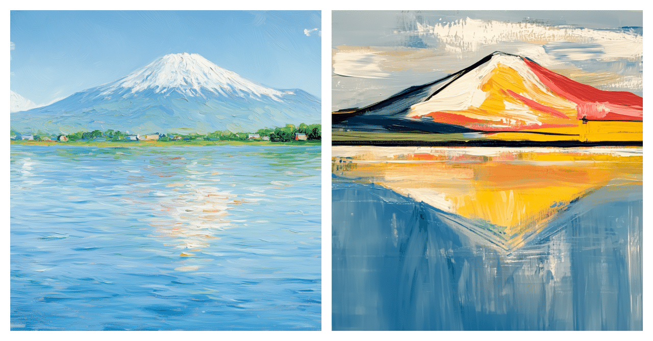 Midjourney】第7話モネの富士山 vs クーニングの富士山｜ウチさん｜UCHI3
