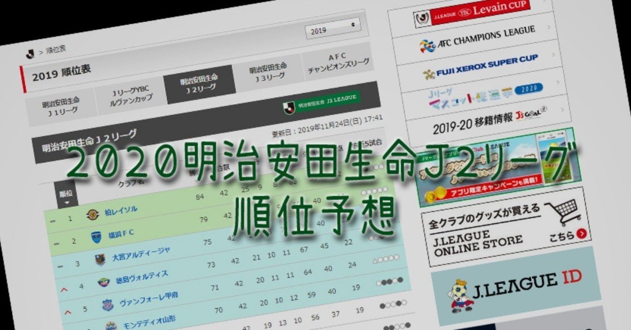 明治安田生命j2リーグ順位予想 京右衛門 Note 明治安田生命j2リーグ順位予想 京右衛門 Note