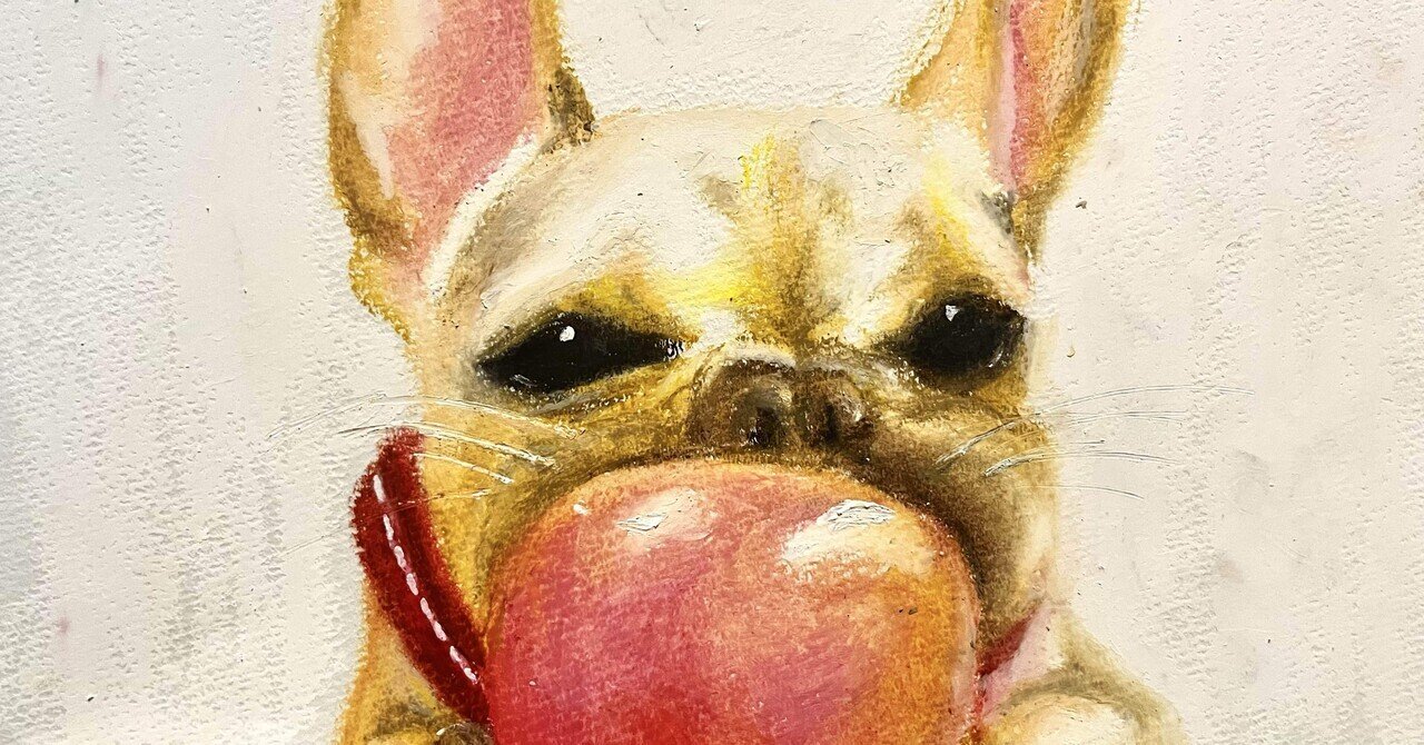 ハンドメイド　絵画　クレパス　犬 クレヨン(クレパス)画 素敵な額装をご紹介✨ @teagin_125 さんの