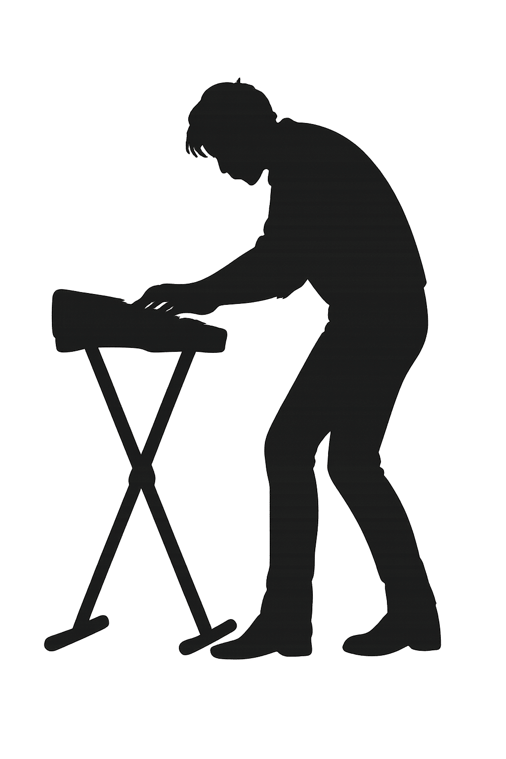 バンドシリーズvol.6】キーボードを弾く人物シルエット｜商用OK・加工自由｜カゲコレ, image size:1024x1536