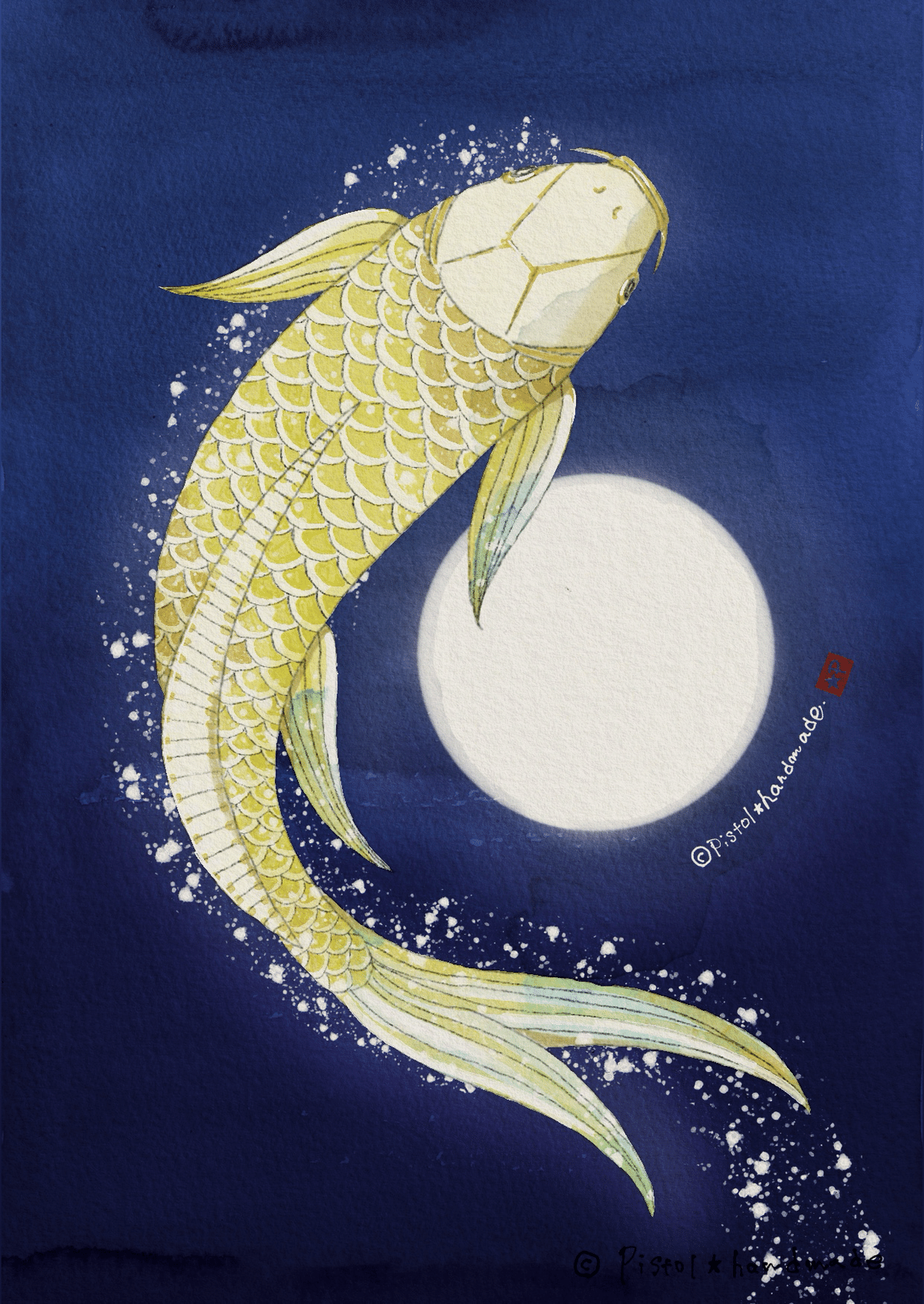 【真作】光陽/跳鯉図/鯉図/コイ図/花鳥図/掛軸☆宝船☆AD-496 円山応挙/圓山應擧/跳鯉図/コイ図/鯉図/掛軸☆宝船☆AD-768の
