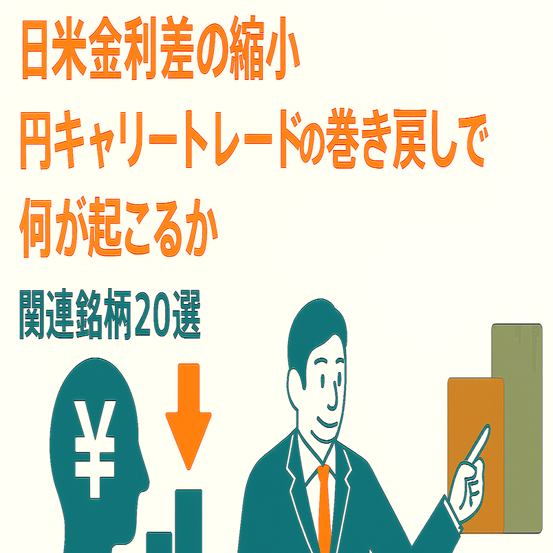 日米金利差の縮小。円キャリートレードの巻き戻しで何が起こるか。関連銘柄20選｜日本個別株デューデリジェンスセンター