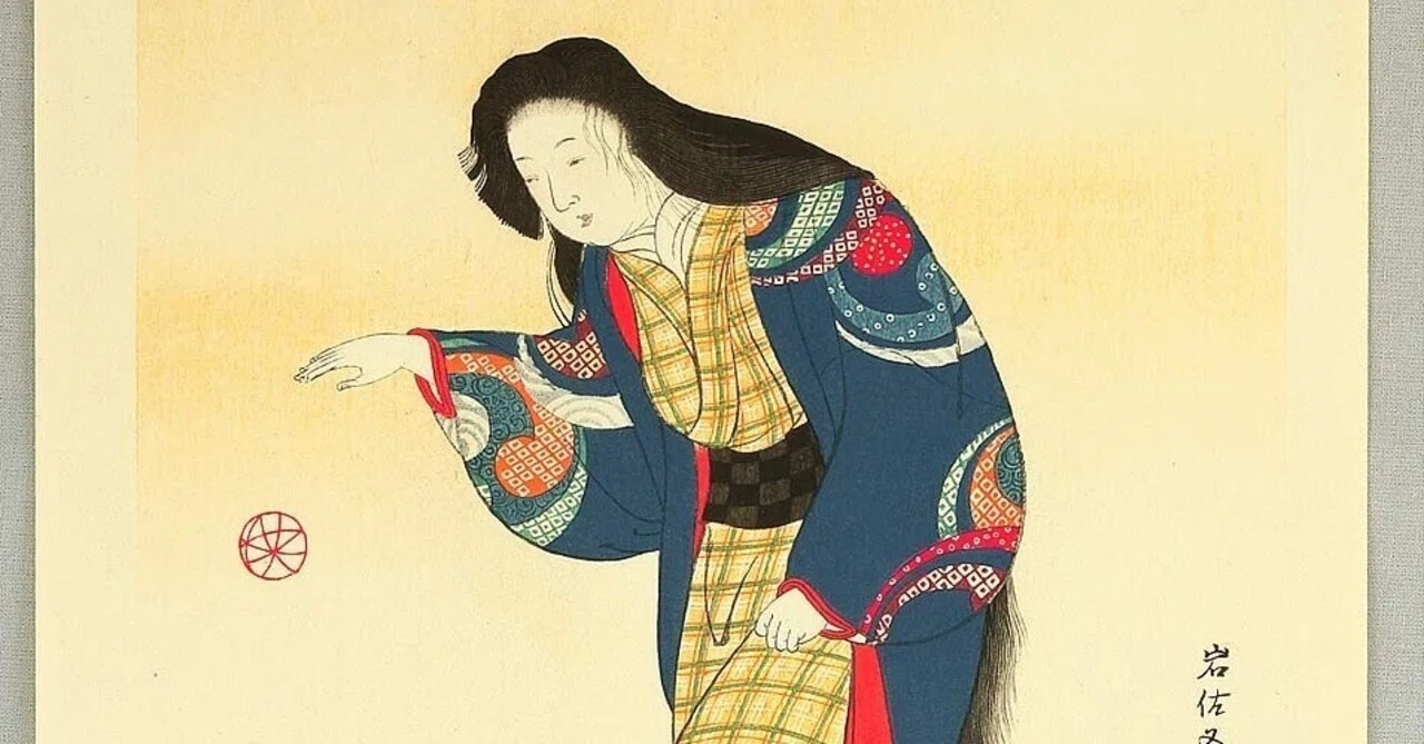 河鍋暁翠による浮世絵「手鞠で遊ぶ美人」｜artoday - chiaki